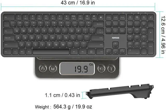 Alt view image 6 of 7 - 2.4G USB Wireless Keyboard Ultra Slim Full Size Keyboard with Numeric Keypad and Media Hotkey for Computer/Desktop/PC/Laptop/Surface/Smart TV and Windows 11/10
