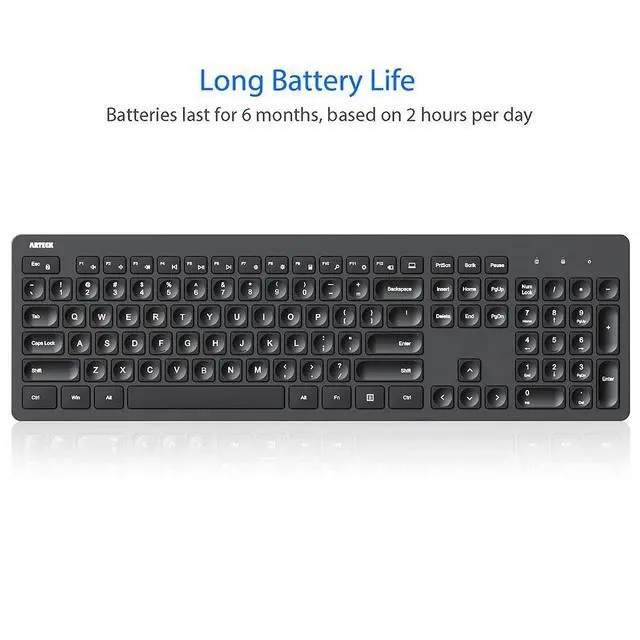 Alt view image 5 of 7 - 2.4G Wireless Keyboard Ultra Slim Full Size Keyboard with Numeric Keypad and Media Hotkey for Computer/Desktop/PC/Laptop/Surface/Smart TV and Windows 11/10/ 8/7