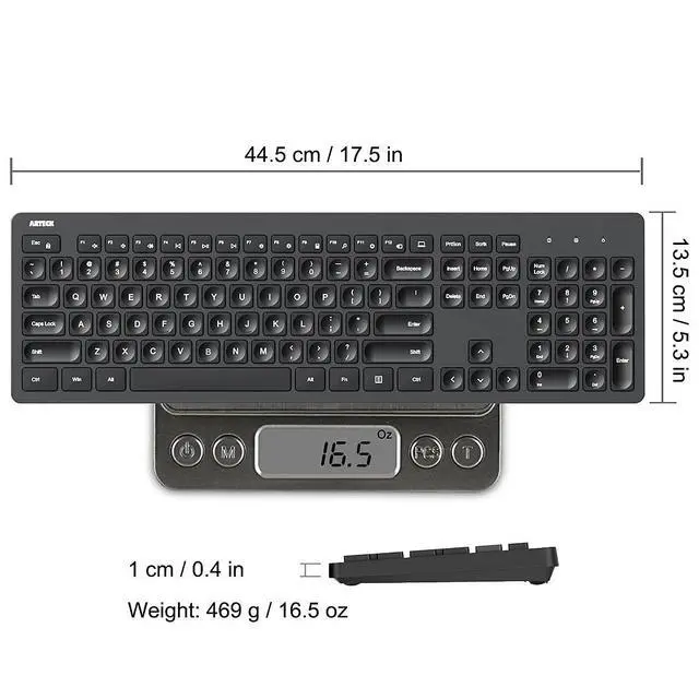 Alt view image 6 of 7 - 2.4G Wireless Keyboard Ultra Slim Full Size Keyboard with Numeric Keypad and Media Hotkey for Computer/Desktop/PC/Laptop/Surface/Smart TV and Windows 11/10/ 8/7