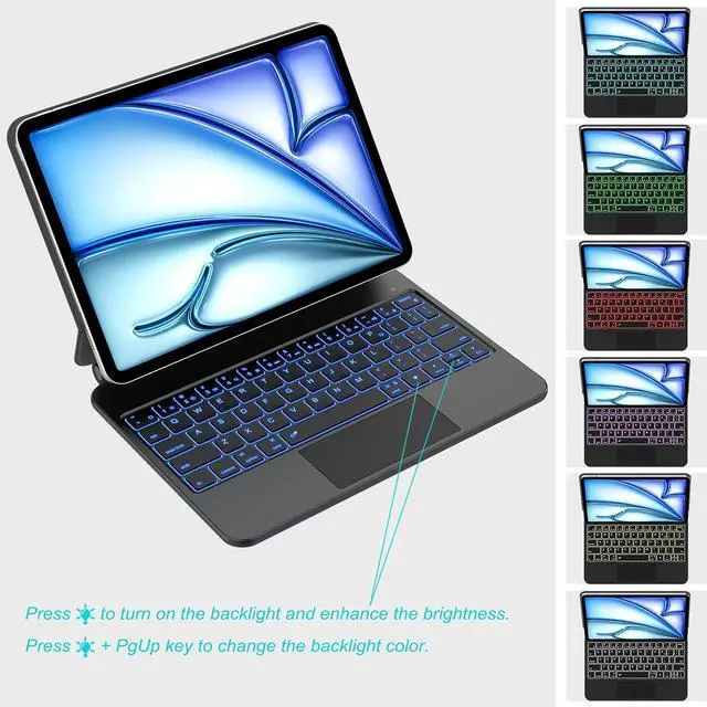 Alt view image 4 of 7 - Keyboard Case for iPad Air 11-inch M4/M3 / Air 5th 4th Generation - Magic-Style Magnetic Keyboard Case with Multi-Touch Trackpad Compatible with Apple iPad Air 11 M4/M3/M2 (2026/2025/2024), Air 5