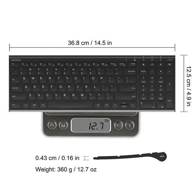 Alt view image 6 of 7 - USB Wireless Keyboard Stainless Steel Ultra Slim Keyboard with Numeric Keypad for Computer/PC/Laptop and Windows 11/10/8 Rechargeable Battery