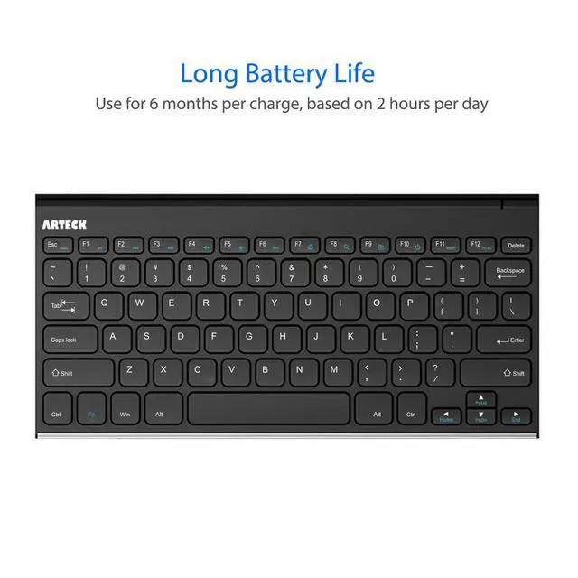 Alt view image 5 of 7 - 2.4G Wireless Keyboard Stainless Steel Ultra Slim Keyboard for Computer/Desktop/PC/Laptop/Surface/Smart TV and Windows 11/10 / 8/7 / Vista/XP Built in Rechargeable Battery