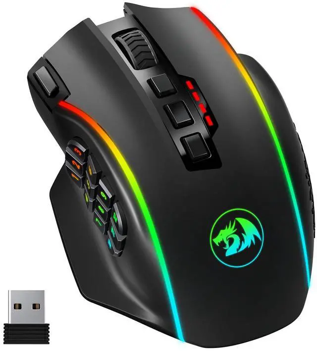 Main image of Wireless Gaming Mouse, MMO Gaming Mouse UP 16,000 DPI, 16 Macro Programmable Buttons, RGB Rechargeable with 12 Side Buttons, 70Hrs for PC Laptop MOBA FPS, M901P-KS