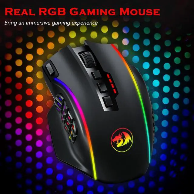 Alt view image 6 of 7 - Wireless Gaming Mouse, MMO Gaming Mouse UP 16,000 DPI, 16 Macro Programmable Buttons, RGB Rechargeable with 12 Side Buttons, 70Hrs for PC Laptop MOBA FPS, M901P-KS