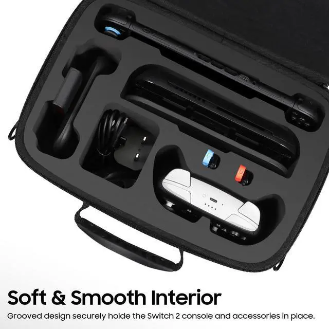 Alt view image 3 of 7 - Storage Case for Nintendo Switch 2 (2025), Hard Shell Full Protection All In One Travel Carrying Case with 23 Game Card & 2 Micro SD Card Slots, for Switch 2 Accessories Pro Controller (Black)