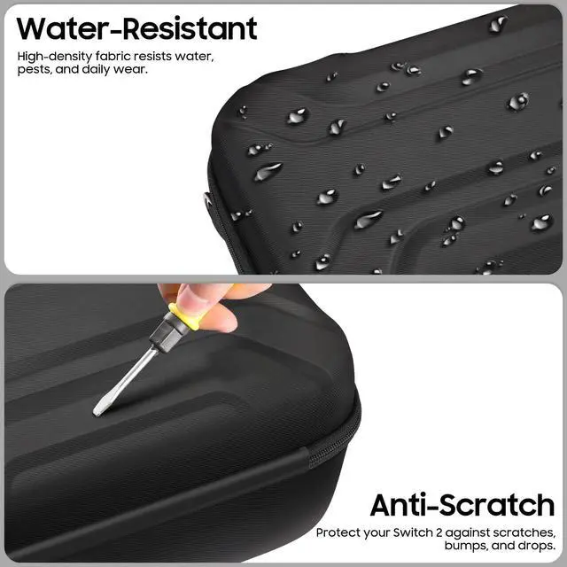 Alt view image 4 of 7 - Storage Case for Nintendo Switch 2 (2025), Hard Shell Full Protection All In One Travel Carrying Case with 23 Game Card & 2 Micro SD Card Slots, for Switch 2 Accessories Pro Controller (Black)