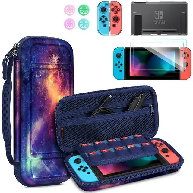 Main image of Nintendo Switch Accessories Bundle, 10 in 1 Switch (NOT OLED/Lite) Accessories Kit with Carrying Case, Soft TPU Clear Cover, Screen Protector and Joy-Con Thumb Grip, Galaxy
