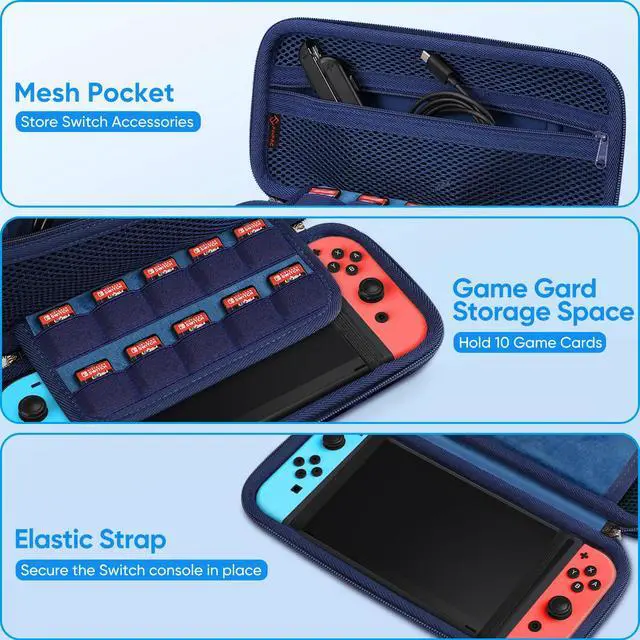 Alt view image 3 of 7 - Nintendo Switch Accessories Bundle, 10 in 1 Switch (NOT OLED/Lite) Accessories Kit with Carrying Case, Soft TPU Clear Cover, Screen Protector and Joy-Con Thumb Grip, Galaxy