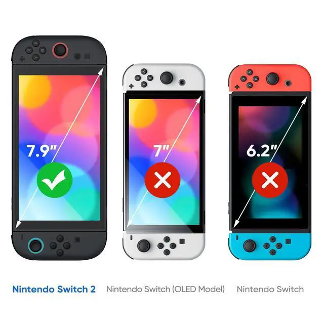 Alt view image 2 of 7 - 2-Pack Screen Protector for Nintendo Switch 2 (2025), Tempered Glass Film, Anti-Scratch Premium HD Clear & Case Friendly for Switch 2025 7.9-inch Screen