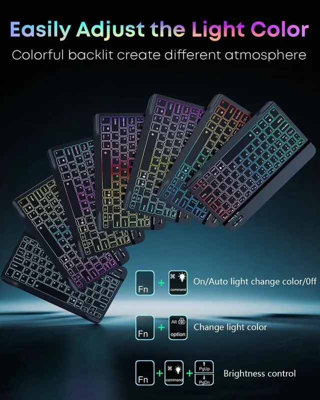 Alt view image 3 of 7 - for Galaxy Tab A11 Plus/ A9 Plus Tablet 11 Case with Keyboard Samsung Tab A11+/ A9+ 11-inch Dazzle Magic Keyboard Backlit Built-in Pencil Holder with Mouse, Black