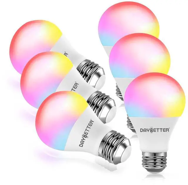Main image of Smart Light Bulbs, RGBCW Wi-Fi Color Changing Led Bulbs Compatible with Alexa & Google Home Assistant, A19 E26 9W 800LM Multicolor Bulb, No Hub Required, 6 Pack