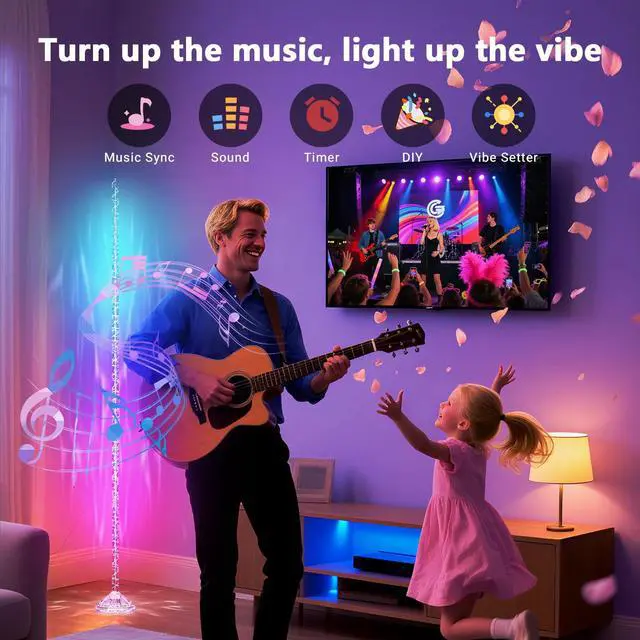 Alt view image 3 of 7 - Crystal Floor Lamp RGB+IC Corner Lamp with Magic Color, APP & Remote Control, 220 Lumens for Mood, NOT for Lighting, for Corner Decoration (Installation Requires Skill and Patience)