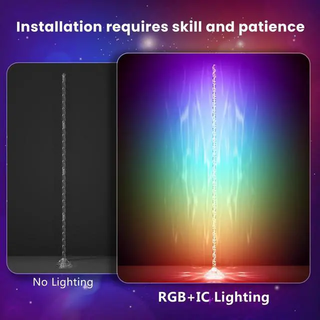 Alt view image 4 of 7 - Crystal Floor Lamp RGB+IC Corner Lamp with Magic Color, APP & Remote Control, 220 Lumens for Mood, NOT for Lighting, for Corner Decoration (Installation Requires Skill and Patience)
