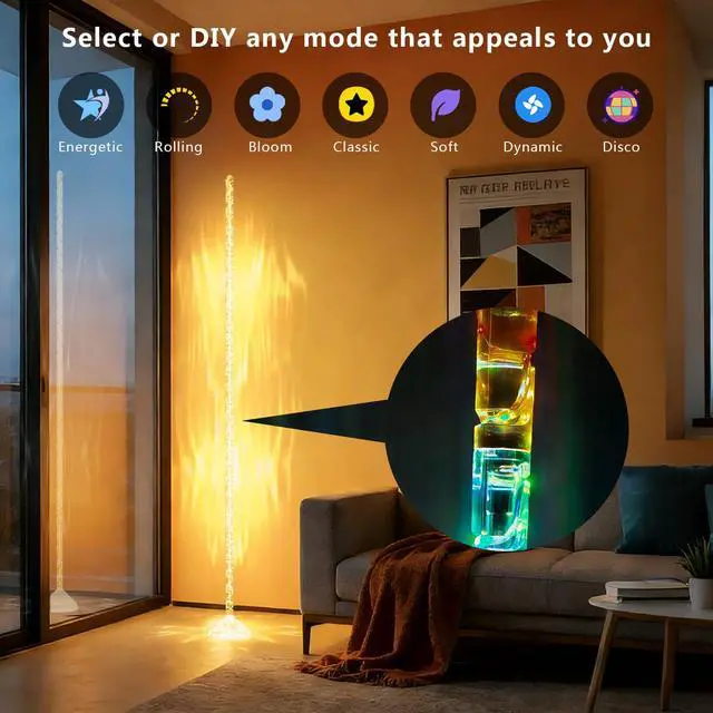Alt view image 2 of 7 - Crystal Floor Lamp RGB+IC Corner Lamp with Magic Color, APP & Remote Control, 220 Lumens for Mood, NOT for Lighting, for Corner Decoration (Installation Requires Skill and Patience)