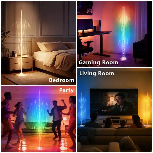 Alt view image 6 of 7 - Crystal Floor Lamp RGB+IC Corner Lamp with Magic Color, APP & Remote Control, 220 Lumens for Mood, NOT for Lighting, for Corner Decoration (Installation Requires Skill and Patience)