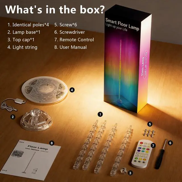 Alt view image 7 of 7 - Crystal Floor Lamp RGB+IC Corner Lamp with Magic Color, APP & Remote Control, 220 Lumens for Mood, NOT for Lighting, for Corner Decoration (Installation Requires Skill and Patience)