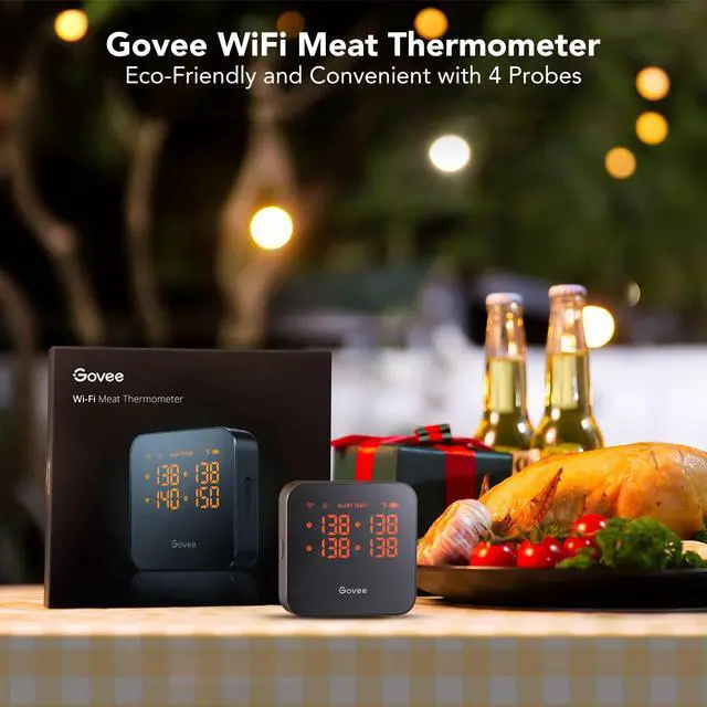 Alt view image 2 of 7 - WiFi Meat Thermometer with 4 Probe, Smart Wireless Meat Thermometer with Unlimited Range App Notification Alert, Digital Rechargeable Bluetooth Food Thermometer for Smoker BBQ Grill Oven Kitchen