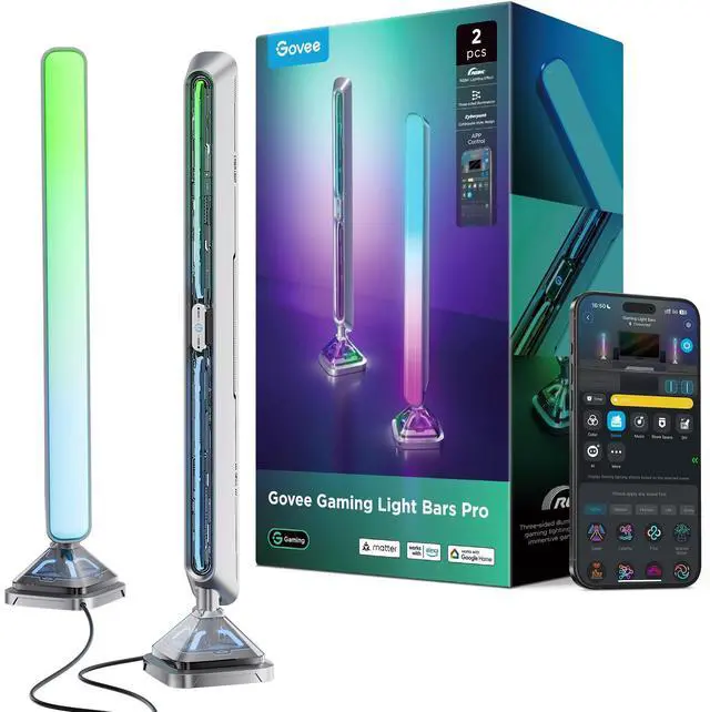 Main image of Gaming Light Bars Pro, Upgraded 16-Inch Smart Triple-Sided RGBIC Illumination Wi-Fi LED Game Lights, Music Sync & 60+ Scene Modes, Works with Alexa & Google Home, Gaming Room Decor