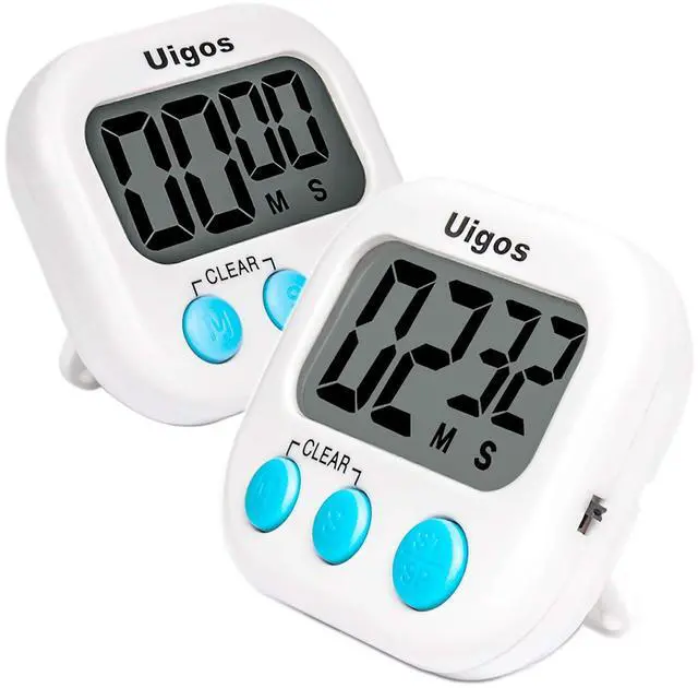 Main image of 2 Pack Digital Kitchen Timer II 2.0, Big Digits, Loud Alarm, Magnetic Backing, Stand, for Cooking Baking Sports Games Office (White) (2 Pack)
