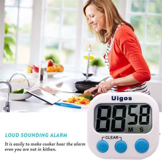 Alt view image 4 of 6 - 2 Pack Digital Kitchen Timer II 2.0, Big Digits, Loud Alarm, Magnetic Backing, Stand, for Cooking Baking Sports Games Office (White) (2 Pack)