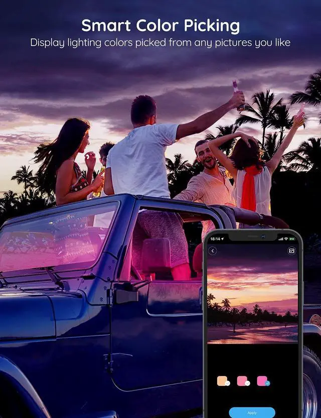 Alt view image 6 of 7 - Car LED Lights, Smart Car Interior Lights with App Control, RGB Lights with DIY Mode and Music Mode, 2 Lines Design LED Lights for Cars with Car Charger, 12V