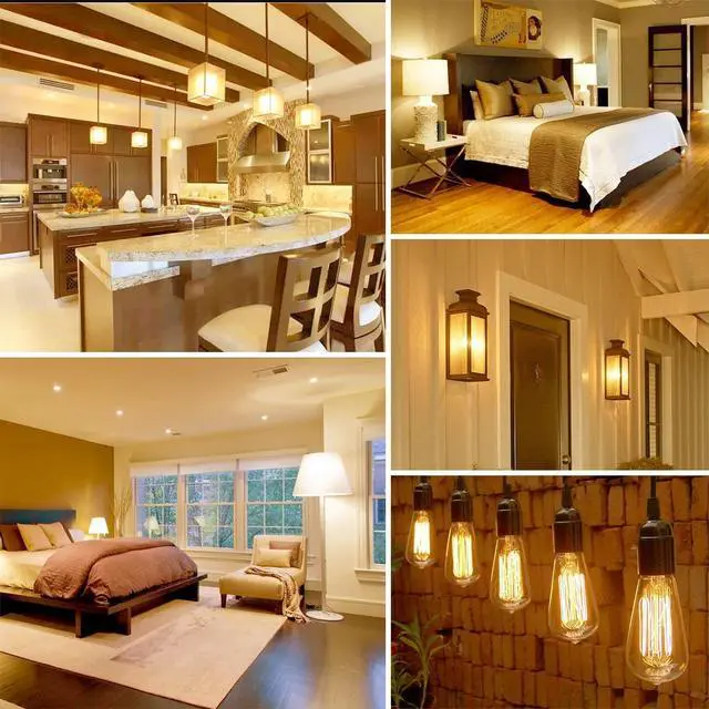 Alt view image 7 of 7 - 4 Pack Vintage LED Edison Bulbs, E26 Led Bulb 60W Equivalent, Dimmable Led Light Bulbs, High Brightness 800 LM Warm White 2700K, ST58 Antique LED Filament Bulbs, Clear Glass Style for Home