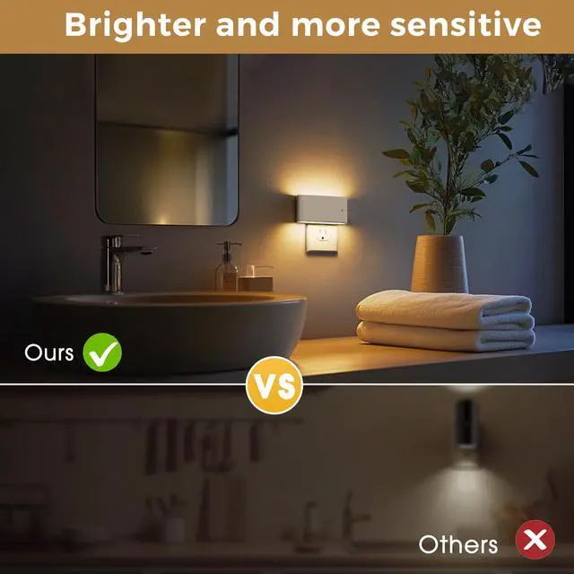 Alt view image 4 of 7 - LED Night Light, 2 Pack Dimmable Modern LED Night Lights Plug into Wall,Dusk to Dawn Sensor Night Lights for Kid, 0-100LM 3000K Soft White Nightlight for Hallway Bedroom Stairway