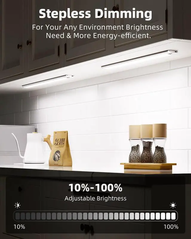Alt view image 4 of 7 - Under Cabinet Lights,14.5'' Motion Sensor Light Indoor Dimmable, Super Bright 4000mAh Rechargeable Closet Lights 5700K with Remote Control, Wireless Under Counter Light for Kitchen,Cabinet