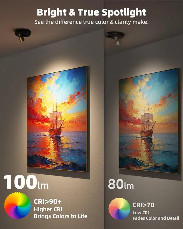 Alt view image 6 of 7 - Spotlight Indoor, Rechargeable Mini LED Spot Lights, Wireless uplights Indoor with Remote, Dimmable, 3 Color Temps, Timer, Accent Lighting for Picture, Plant, Art, Displays (2-Pack)