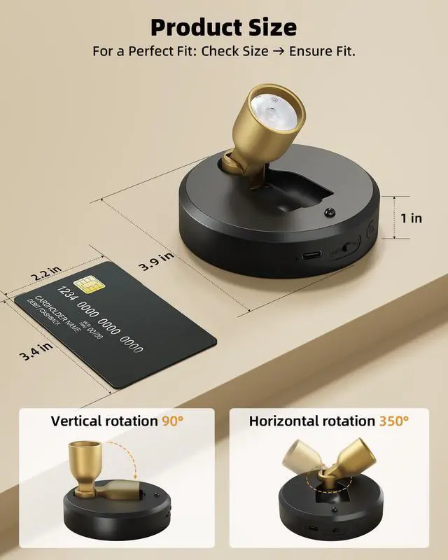 Alt view image 7 of 7 - Spotlight Indoor, Rechargeable Mini LED Spot Lights, Wireless uplights Indoor with Remote, Dimmable, 3 Color Temps, Timer, Accent Lighting for Picture, Plant, Art, Displays (2-Pack)