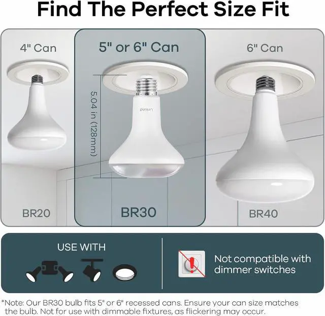 Alt view image 2 of 7 - Matter Smart Light Bulb, BR30 Smart Bulbs, Recessed LED Color Changing Light Bulbs RGBTW, E26 Smart Flood Light Bulbs 650LM 60W Work with Alexa, Apple Home, Google Home, SmartThings, 4Pack