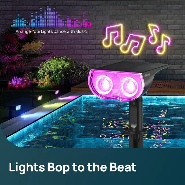 Alt view image 4 of 7 - Smart Solar Spot Lights Outdoor SL5C, Solar Lights Outdoor Spotlight Cool/Warm White/Color Changing, APP/Voice Control, IP67 Easter Decorations for Yard, Garden, Pathway(2 Pack)