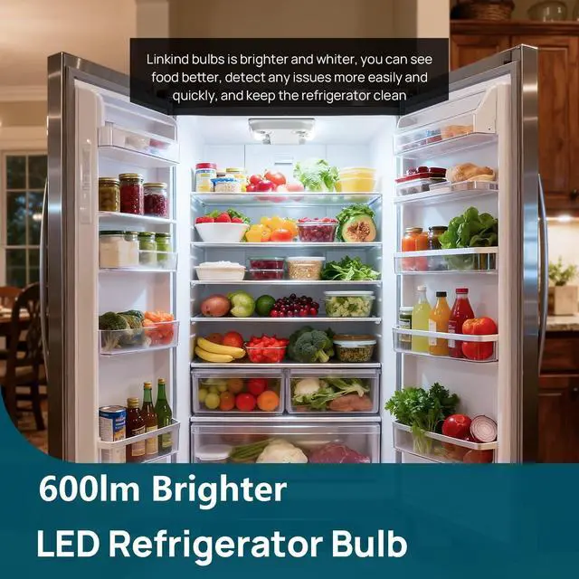 Alt view image 5 of 7 - Led Refrigerator Light Bulbs, A15 Fridge Light Bulbs 40 Watts Equivalent Waterproof, 600LM Appliance Light Bulb 120V Non-dimmable 5W LED Bulbs for Freezer, E26 Base, Daylight 5000K, 2 Pack