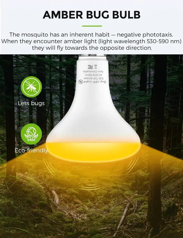 Alt view image 2 of 7 - LED Yellow Bug Light Bulbs Outdoor, 65W Equivalent BR30 Bug Flood Lights for Outside, Non-Attracting, 11W Amber Porch Lights, E26 Base, Non-Dimmable, for Patio Deck Backyard, 3 Pack