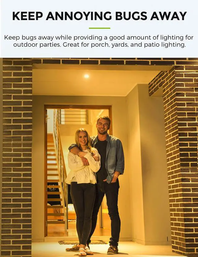 Alt view image 5 of 7 - LED Yellow Bug Light Bulbs Outdoor, 65W Equivalent BR30 Bug Flood Lights for Outside, Non-Attracting, 11W Amber Porch Lights, E26 Base, Non-Dimmable, for Patio Deck Backyard, 3 Pack