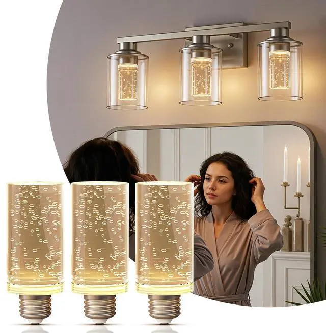 Main image of LED Light Bulbs,E26 LED Bulbs Soft White 3000K,40W Equivalent,500 Lumen Dimmable,5 watt Acrylic Bubble Light Bulb Replacement for Vanity Lighting Fixtures,Chandeliers,Wall Sconces 3 Pack