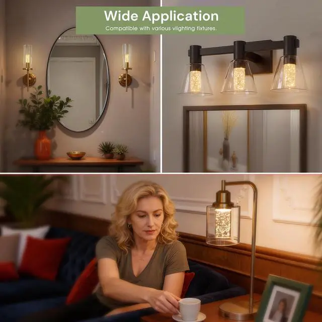 Alt view image 4 of 7 - LED Light Bulbs,E26 LED Bulbs Soft White 3000K,40W Equivalent,500 Lumen Dimmable,5 watt Acrylic Bubble Light Bulb Replacement for Vanity Lighting Fixtures,Chandeliers,Wall Sconces 3 Pack