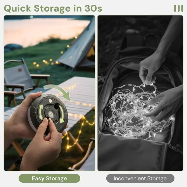 Alt view image 6 of 7 - LED Upgraded 2 Packs Camping String Lights, 4 in 1 Quick Recovery Waterproof Camping Lights, 32.8FT with 8 Modes, Camping Essentials for Yard, Tent, Hiking, Patio, and Christmas Decor