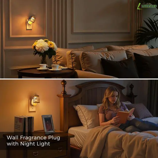 Alt view image 6 of 7 - LED Wall Fragrance Plug in with Candle Night Light Compatible with Bath and Body Works Fragrance, Wall Plug Essential Oil Diffuser with Nightlight for Hallway, Bathroom (1 Pack)