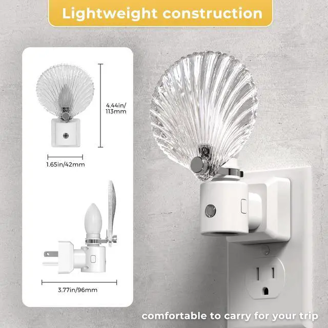 Alt view image 7 of 7 - LED Night Light, Night Lights Plug into Wall, Shell Style Glass Nightlight Rotating, Dimmable Nightlights Plug in with Light Sensor, Soft White Nightlights for Hallway Bedroom Bathroom, 1 Pack