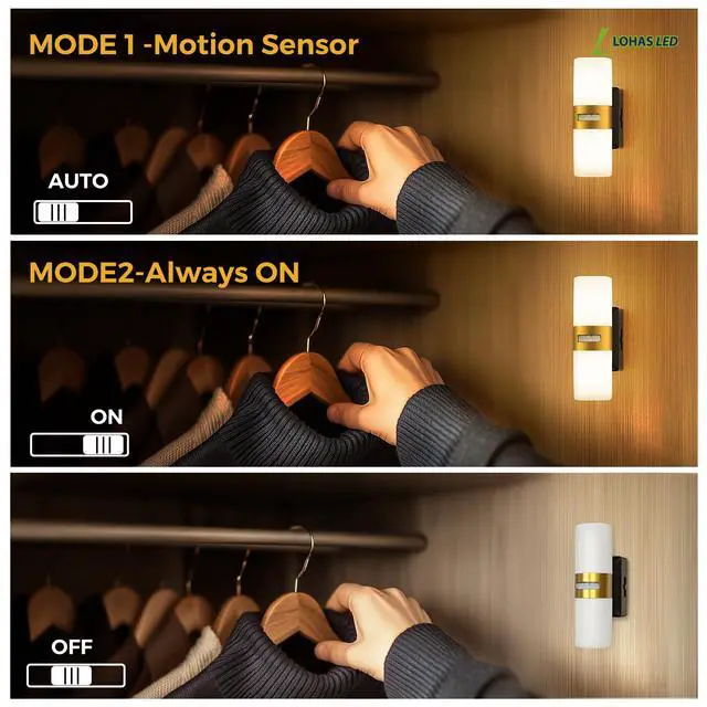 Alt view image 2 of 7 - LED Motion Sensor Night Light, Rechargeable Battery Night Light, Cordless LED Wall Lights,Adjustment Brightness, Nightlight for Bedroom Hallway Kitchen 1PACK