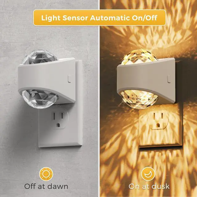 Alt view image 2 of 7 - LED Night Light,Projector Night Light with Dusk to Dawn Sensor,3000K Soft White, Brightness Adjustable,Plug in Nightlight for Bathroom,Bedroom,Hallway,Party,Home Decor