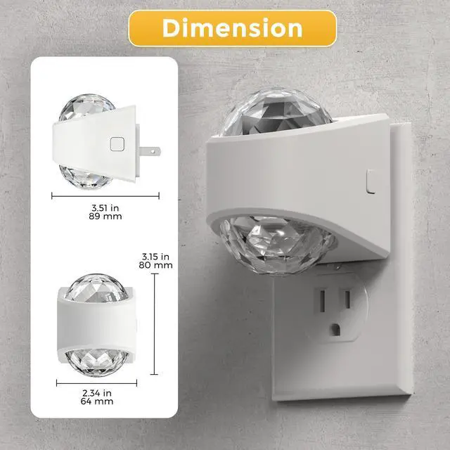 Alt view image 4 of 7 - LED Night Light,Projector Night Light with Dusk to Dawn Sensor,3000K Soft White, Brightness Adjustable,Plug in Nightlight for Bathroom,Bedroom,Hallway,Party,Home Decor