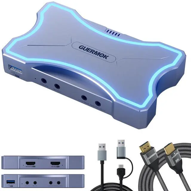 Main image of 4K HDMI Capture Card with Touch LED, Dual HDMI in/Loop-Out, USB 3.0, 4K@60Hz/ 2K@144Hz Video Capture, Mic/Line in, 4K60 Passthrough, Efficient Cooling, Streaming and Gaming for Switch2/1