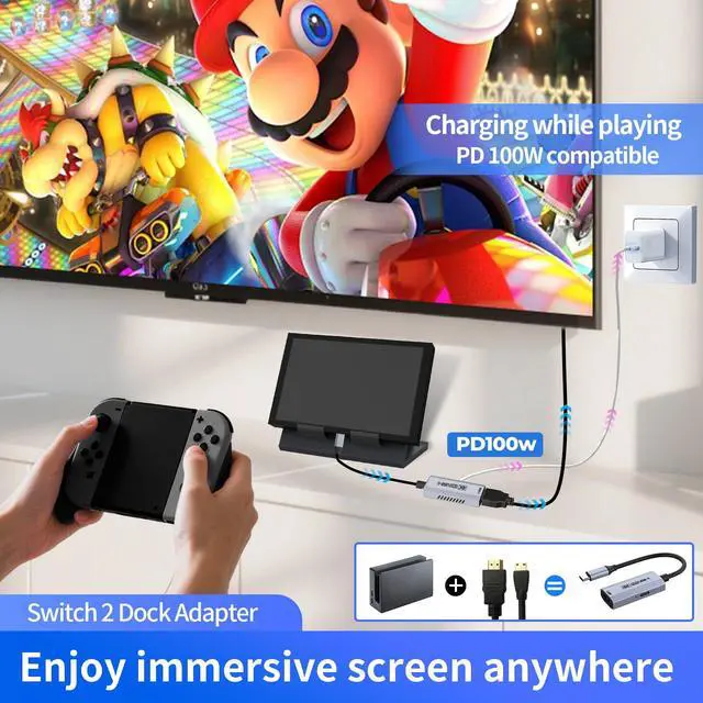 Alt view image 2 of 7 - USB C to HDMI Adapter, 4K@60Hz Output with PD 100W, Compatible with Switch, Handheld Consoles, MacBook, TVs, Capture Cards, and Portable Monitors Silver