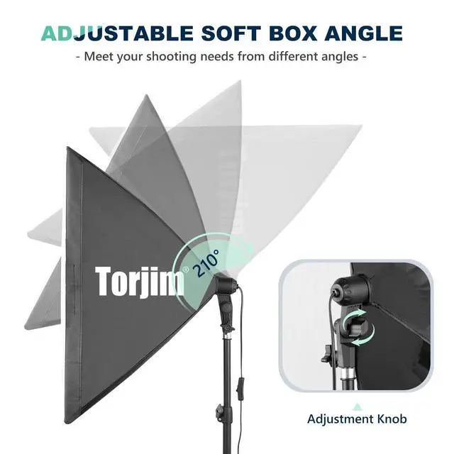Alt view image 3 of 7 - Softbox Photography Lighting Kit, 2Pcs 27" x 27" Professional Soft Box | 3000K-7500K 85W LED Bulbs with Remote, Photography Continuous Lighting Kit for Studio Lights, Portrait, Video Recording