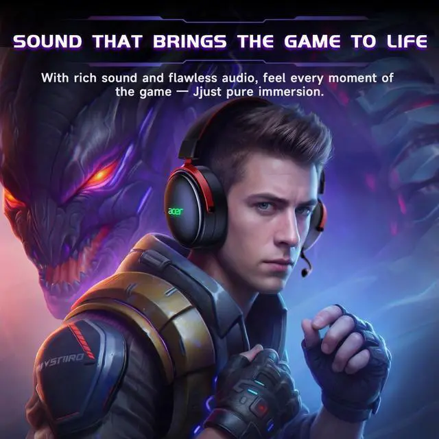 Alt view image 3 of 7 - 2.4GHz Wireless Gaming Headsets for PS5, PS4, PC, Switch, Tri-Mode Bluetooth Gaming Headset with Mic, Stereo Sound, 40+Hr Battery, 50mm Drivers - Black