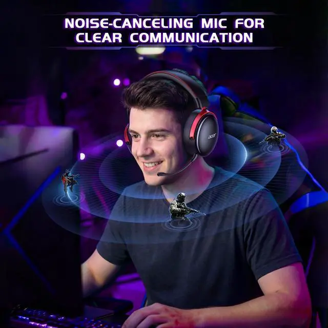 Alt view image 4 of 7 - 2.4GHz Wireless Gaming Headsets for PS5, PS4, PC, Switch, Tri-Mode Bluetooth Gaming Headset with Mic, Stereo Sound, 40+Hr Battery, 50mm Drivers - Black