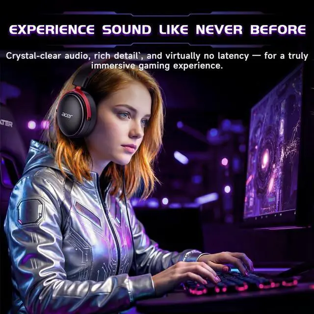 Alt view image 7 of 7 - 2.4GHz Wireless Gaming Headsets for PS5, PS4, PC, Switch, Tri-Mode Bluetooth Gaming Headset with Mic, Stereo Sound, 40+Hr Battery, 50mm Drivers - Black