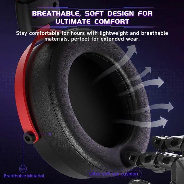 Alt view image 6 of 7 - 2.4GHz Wireless Gaming Headsets for PS5, PS4, PC, Switch, Tri-Mode Bluetooth Gaming Headset with Mic, Stereo Sound, 40+Hr Battery, 50mm Drivers - Black